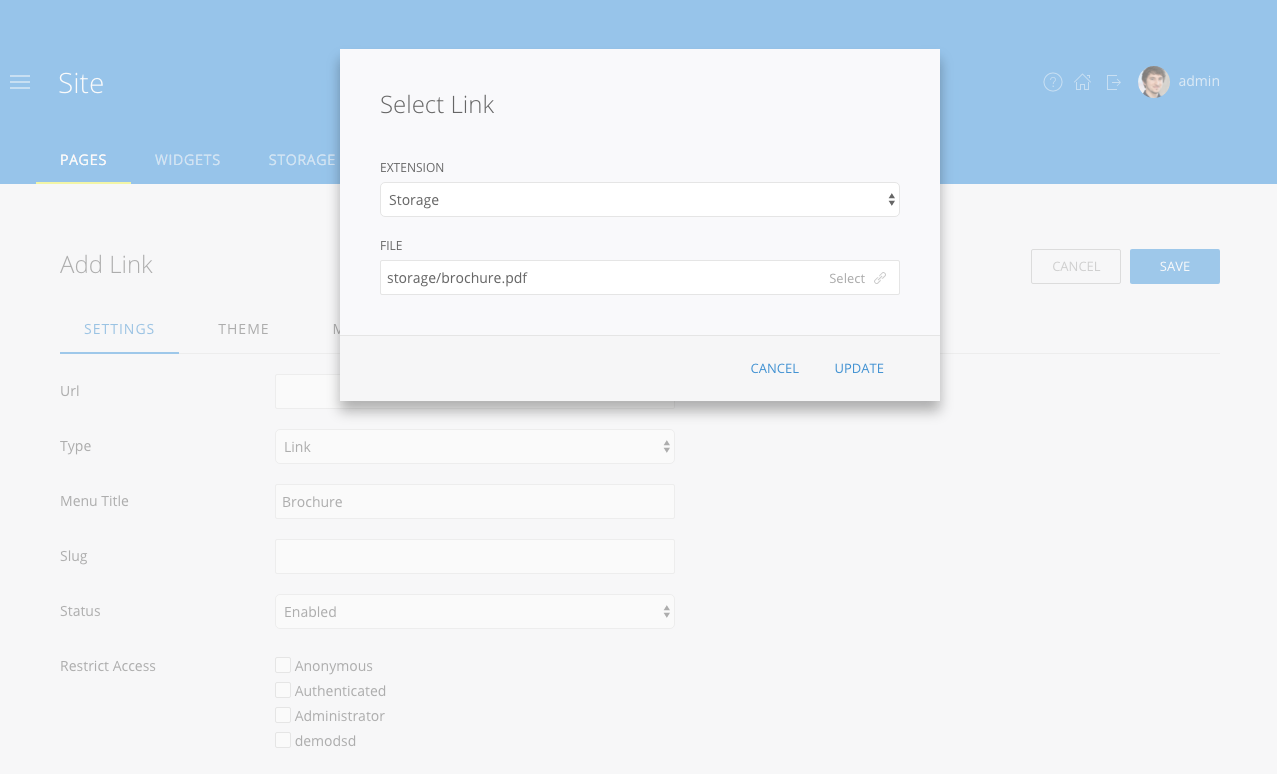 Pagekit 文件选择器