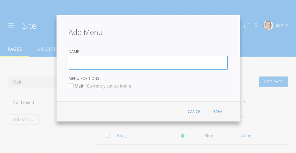 网站树中的菜单位置